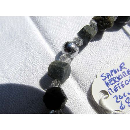 Herkimer + Saphire + Meteoritkugeln - Energiearmband