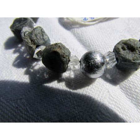 Herkimer + Saphire + Meteoritkugeln - Energiearmband