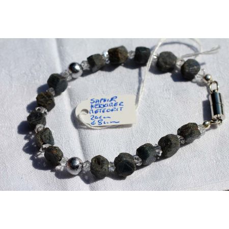 Herkimer + Saphire + Meteoritkugeln - Energiearmband