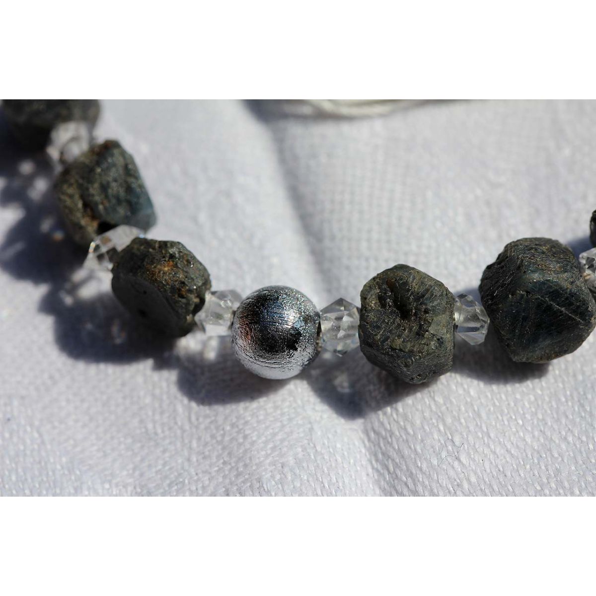 Herkimer + Saphire + Meteoritkugeln - Energiearmband