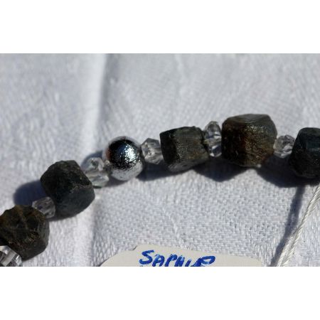 Herkimer + Saphire + Meteoritkugeln - Energiearmband
