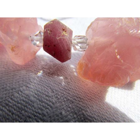 ROSA-Quarz+Rubin+Herkimer-Energie Armband