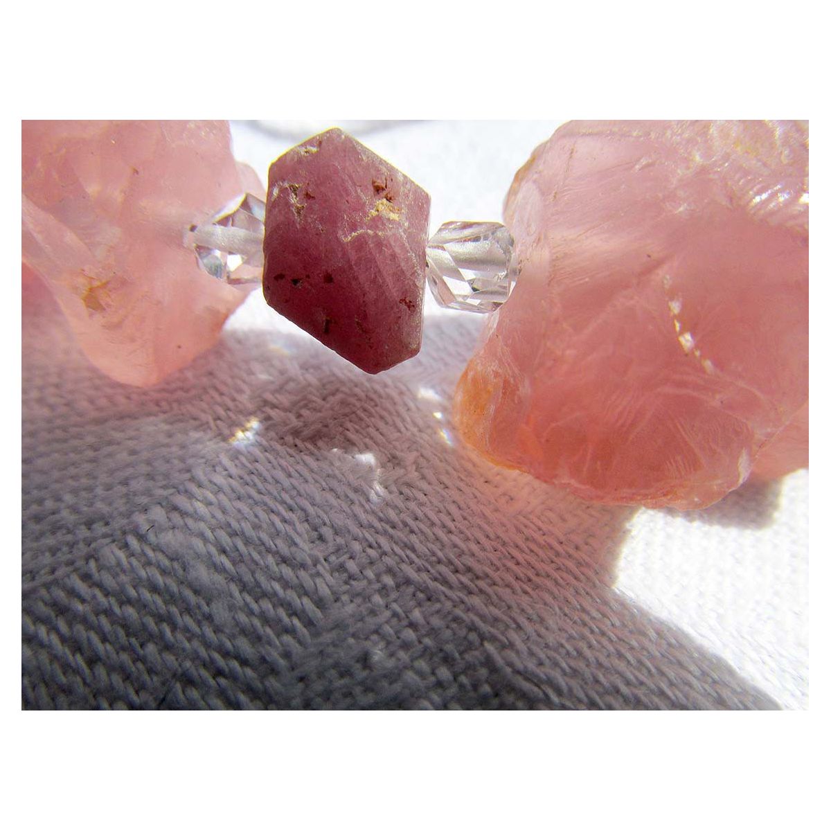 ROSA-Quarz+Rubin+Herkimer-Energie Armband