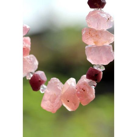 ROSA-Quarz+Rubin+Herkimer-Energie Armband