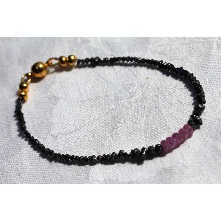 Schwarze Diamanten + Pink Saphire Energiearmband