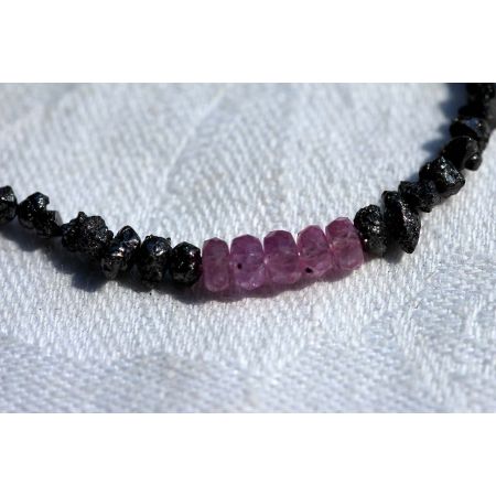Schwarze Diamanten + Pink Saphire Energiearmband