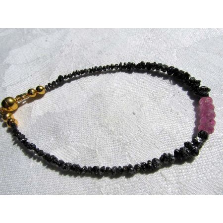 Schwarze Diamanten + Pink Saphire Energiearmband