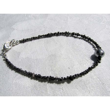 Schwarze Diamanten + Meteoritkugel Energiearmband