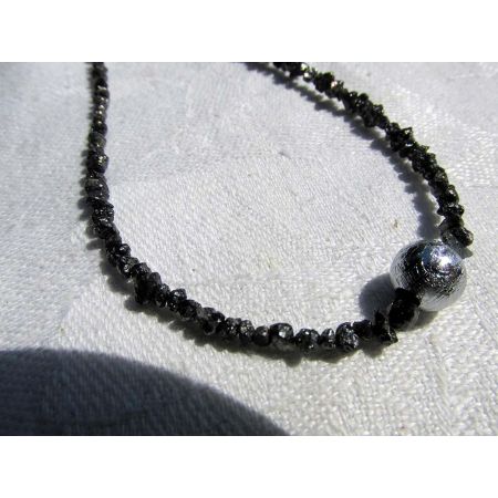 Schwarze Diamanten + Meteoritkugel Energiearmband