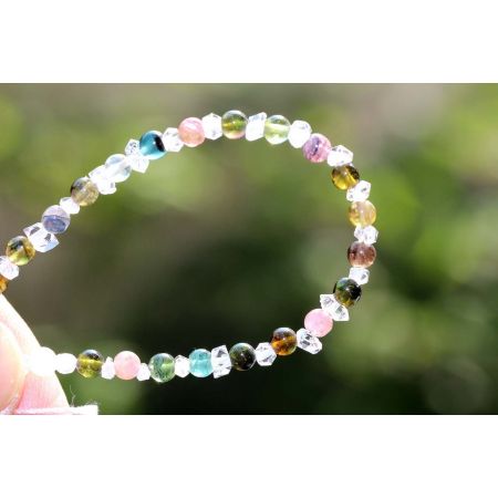 Turmalin, bunt + Herkimer - Energiearmband