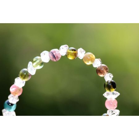 Turmalin, bunt + Herkimer - Energiearmband
