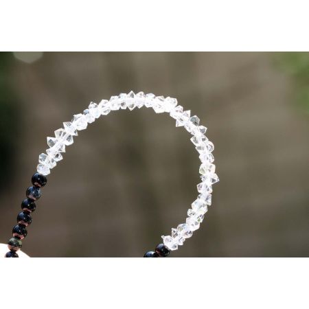 Turmalin, blau, grün, schwarz + Herkimer - Energiearmband