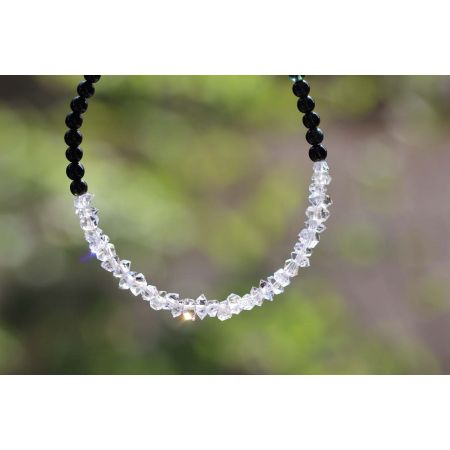 Turmalin, blau, grün, schwarz + Herkimer - Energiearmband