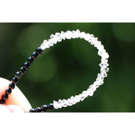 Turmalin, blau, grün, schwarz + Herkimer - Energiearmband