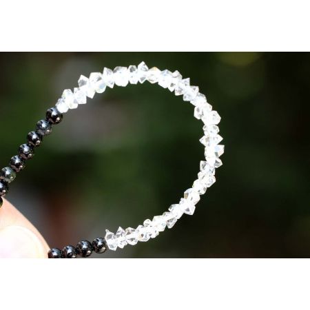 Turmalin, blau, grün, schwarz + Herkimer - Energiearmband