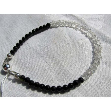 Turmalin, blau, grün, schwarz + Herkimer - Energiearmband