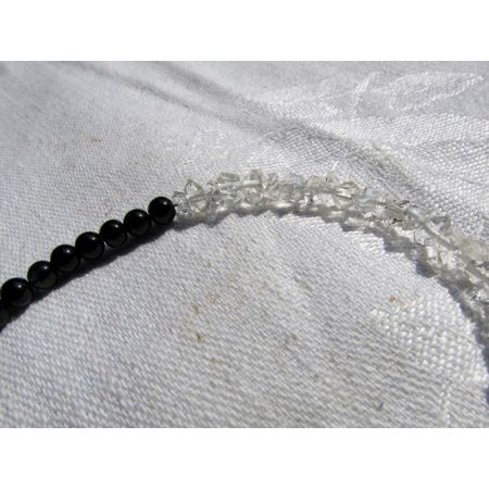 Turmalin, blau, grün, schwarz + Herkimer - Energiearmband