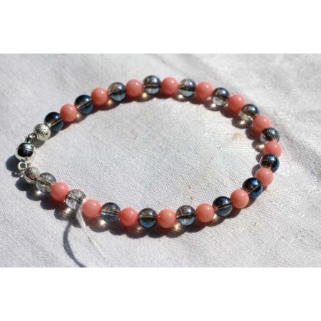 Aqua Aura-Koralle-Energiearmband