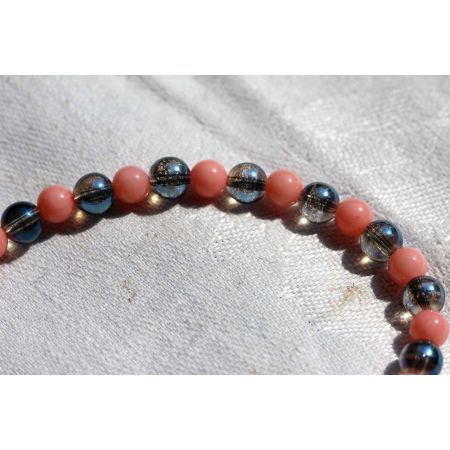 Aqua Aura-Koralle-Energiearmband