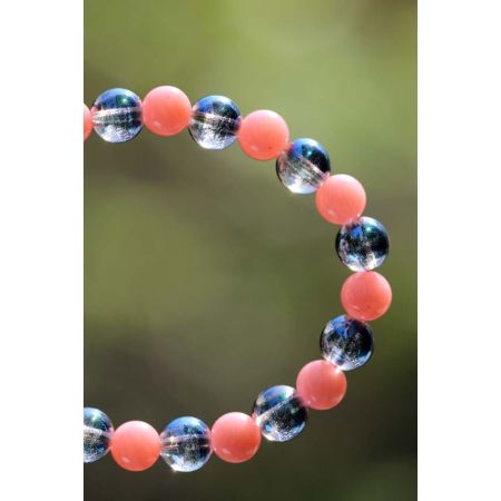 Aqua Aura-Koralle-Energiearmband