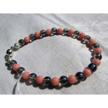 Aqua Aura-Koralle-Energiearmband