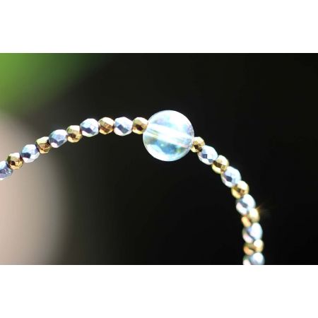 Hämatit+Aqua Aurakugel-Energiearmband