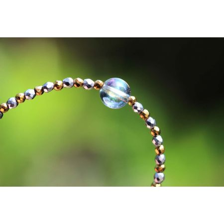 Hämatit+Aqua Aurakugel-Energiearmband