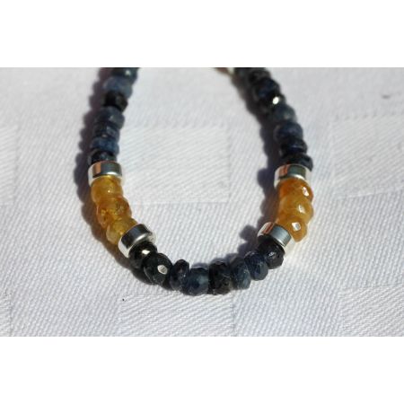 Saphir, gelb + blau - Energiearmband  -Glaube öffnet unsere Herzen-