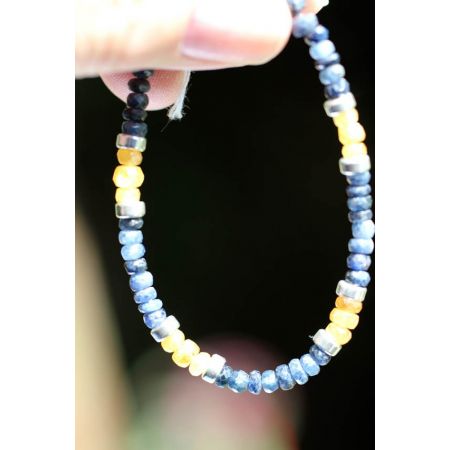 Saphir, gelb + blau - Energiearmband  -Glaube öffnet unsere Herzen-