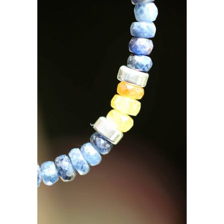 Saphir, gelb + blau - Energiearmband  -Glaube öffnet unsere Herzen-