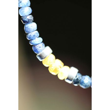 Saphir, gelb + blau - Energiearmband  -Glaube öffnet unsere Herzen-