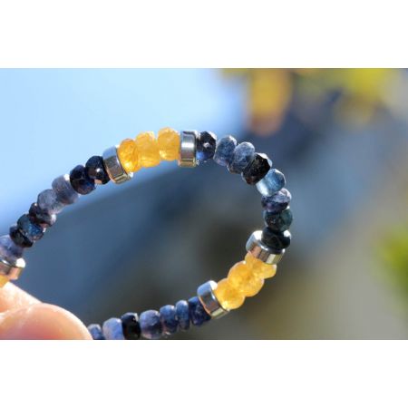 Saphir, gelb + blau - Energiearmband  -Glaube öffnet unsere Herzen-