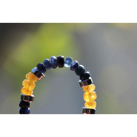Saphir, gelb + blau - Energiearmband  -Glaube öffnet unsere Herzen-