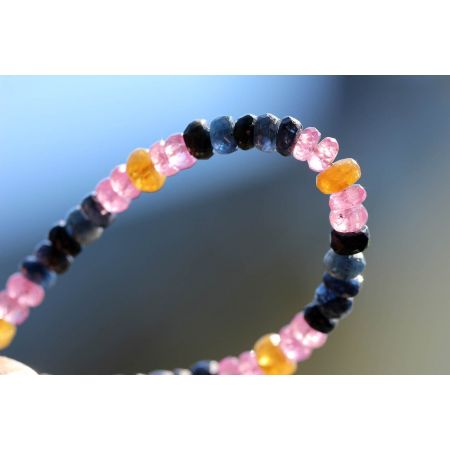 Saphir, gelb + blau - Energiearmband  -Glaube öffnet unsere Herzen-