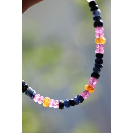 Saphir, gelb + blau - Energiearmband  -Glaube öffnet unsere Herzen-