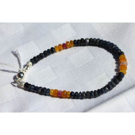 Saphir, gelb + blau + pink - Energiearmband  -Glaube öffnet unsere Herzen-