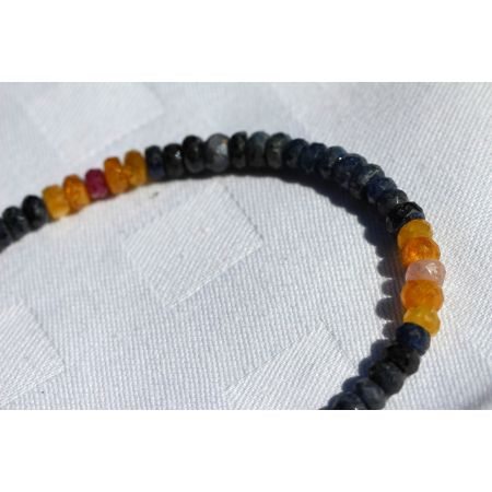 Saphir, gelb + blau + pink - Energiearmband  -Glaube öffnet unsere Herzen-