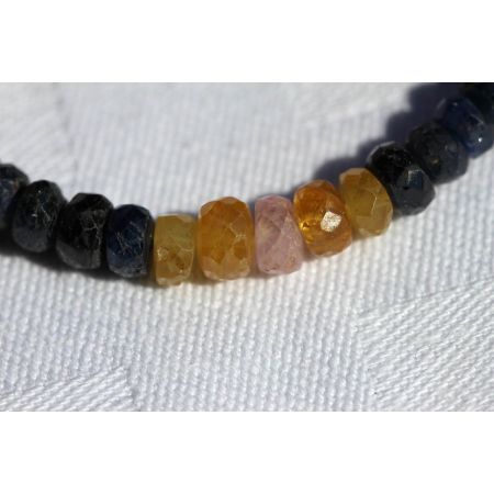 Saphir, gelb + blau + pink - Energiearmband  -Glaube öffnet unsere Herzen-