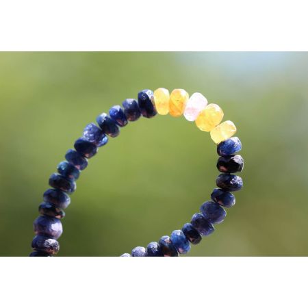 Saphir, gelb + blau + pink - Energiearmband  -Glaube öffnet unsere Herzen-