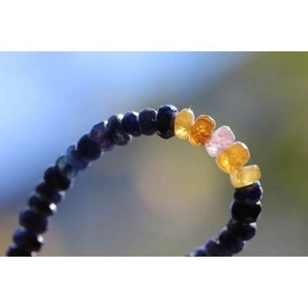 Saphir, gelb + blau + pink - Energiearmband  -Glaube öffnet unsere Herzen-
