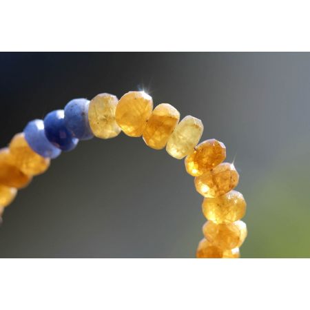 Saphir, gelb + blau + pink - Energiearmband  -Glaube öffnet unsere Herzen-