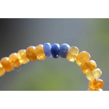 Saphir, gelb + blau + pink - Energiearmband  -Glaube öffnet unsere Herzen-