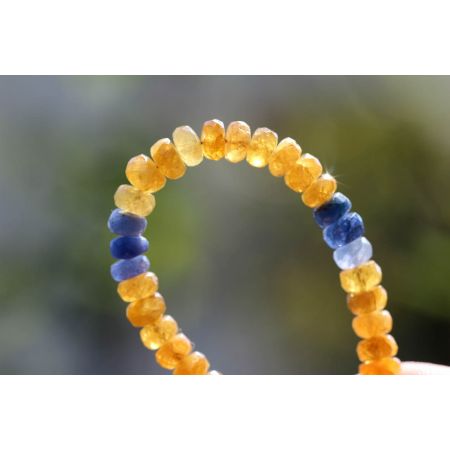 Saphir, gelb + blau + pink - Energiearmband  -Glaube öffnet unsere Herzen-