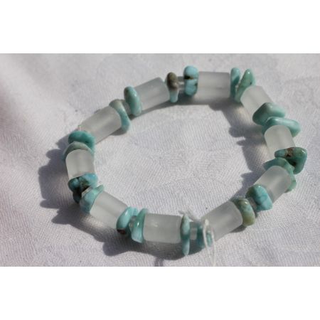 Larimar/Bergkristall-Energie-Armband   - Atlantisstein -