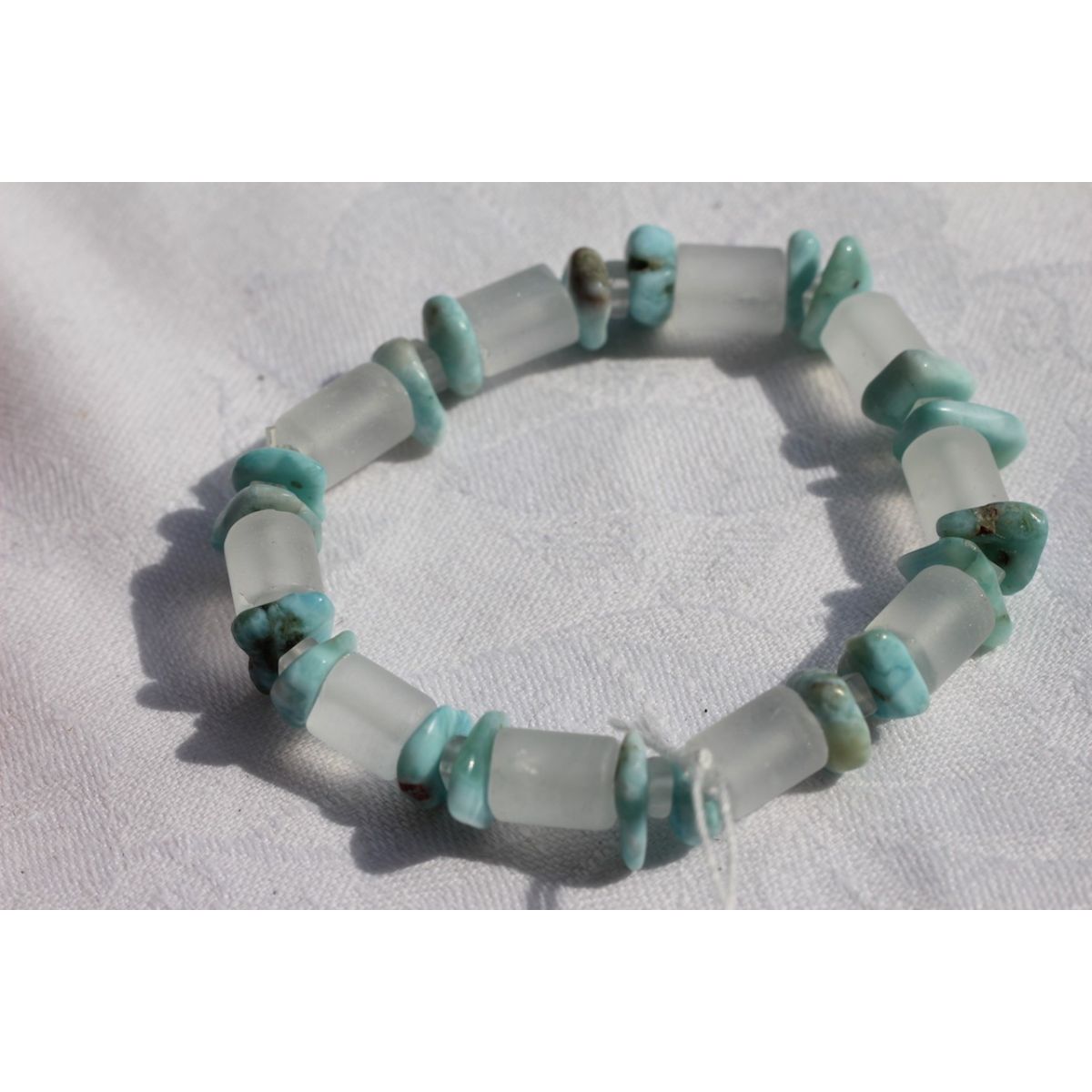 Larimar/Bergkristall-Energie-Armband   - Atlantisstein -