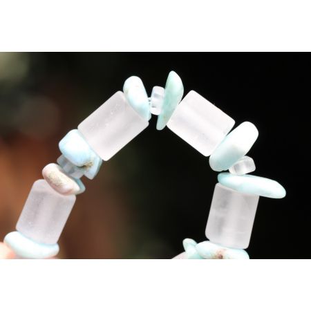 Larimar/Bergkristall-Energie-Armband   - Atlantisstein -