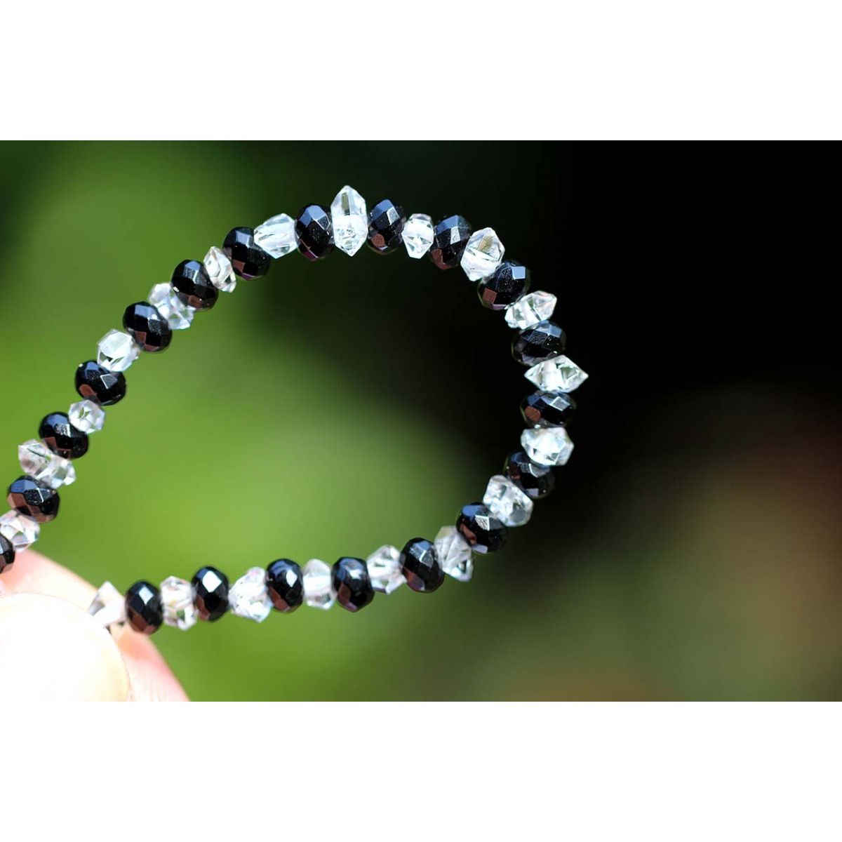 Herkimer Diamanten-Turmalinkern Schamanen-Energie-Kette -Seelenbefreiung-