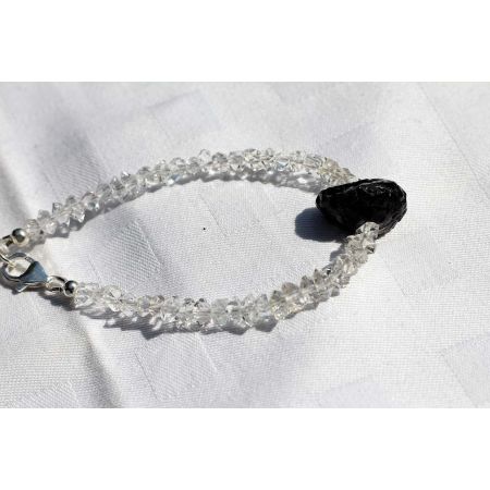 Herkimer Diamanten-Turmalinkern Schamanen-Energie-Armband-Seelenbefreiung-