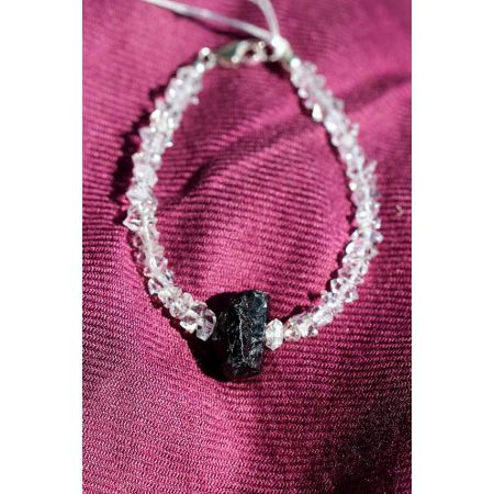 Herkimer Diamanten-Turmalinkern Schamanen-Energie-Armband-Seelenbefreiung-
