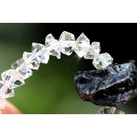Herkimer Diamanten-Turmalinkern Schamanen-Energie-Armband-Seelenbefreiung-